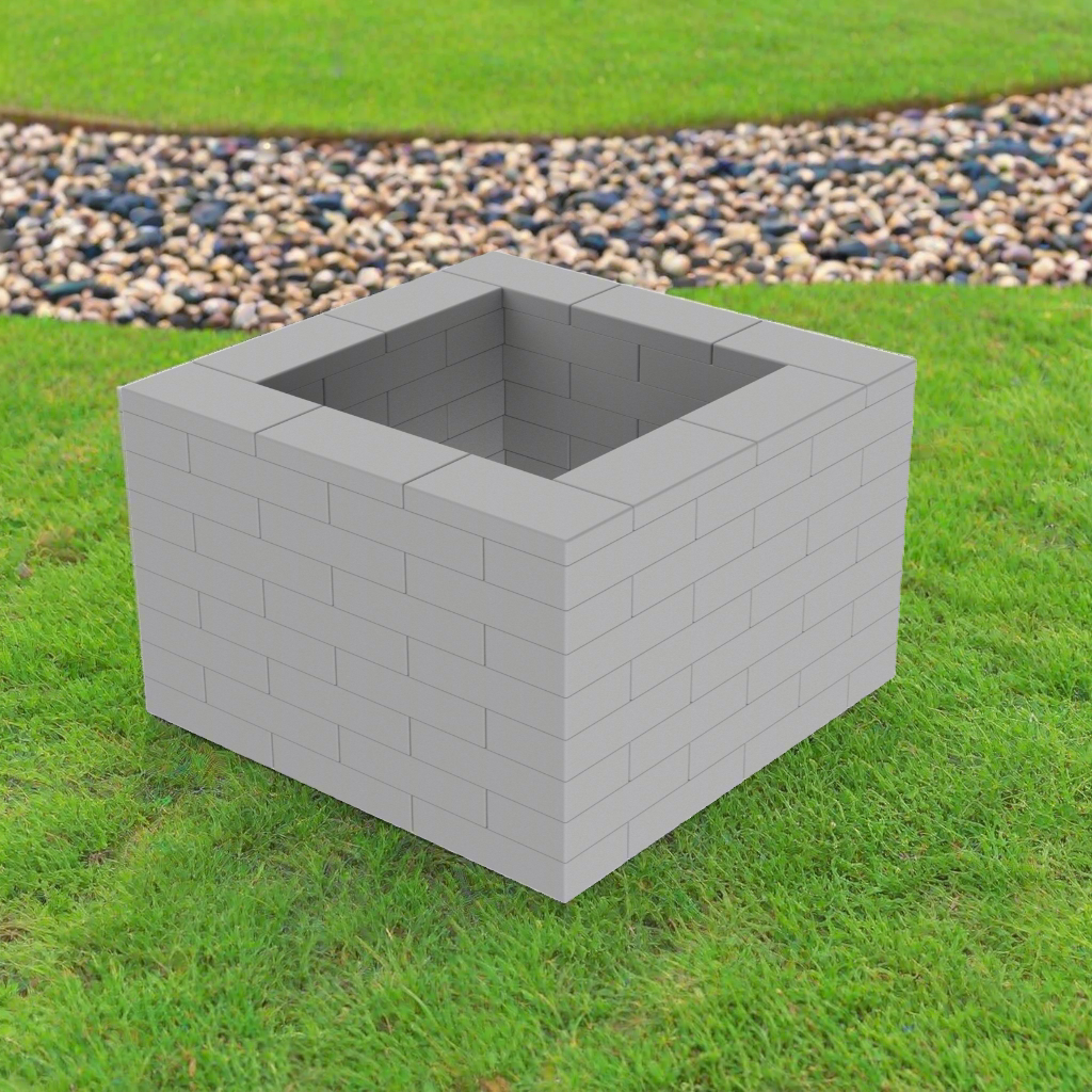 Grey Plastic Brick Planter Kit 3 x 3 x 8