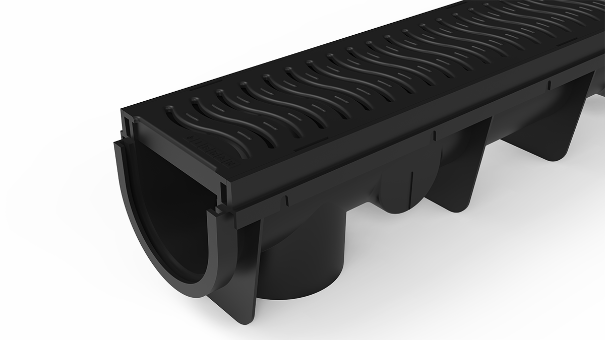 Vertical outlet for patio drainage channel by IBRAN